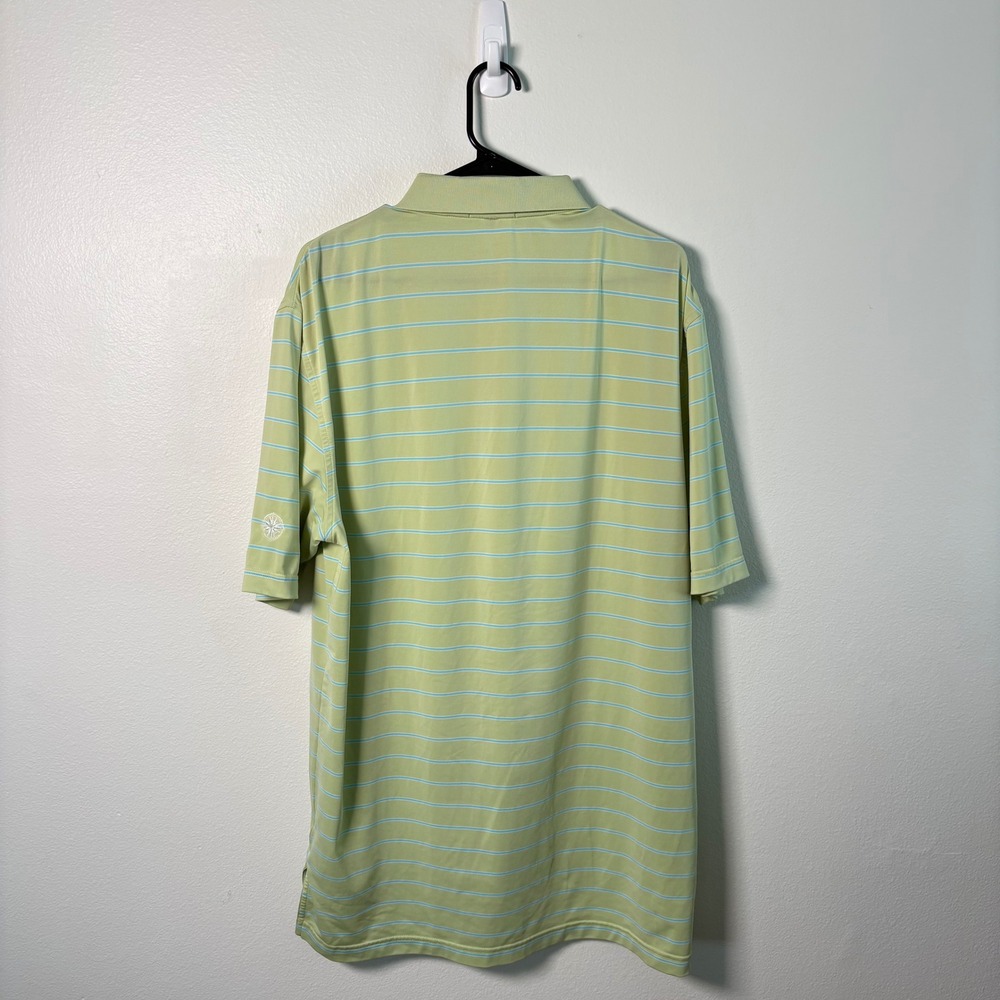 Peter Millar Summer Comfort Polo Shirt Mens Large Green Blue Striped Golf Top - Picture 5 of 8
